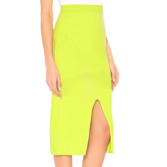 NWOT Free People Skyline Midi Skirt in Electric Lime, Size XS - Picture 4 of 8